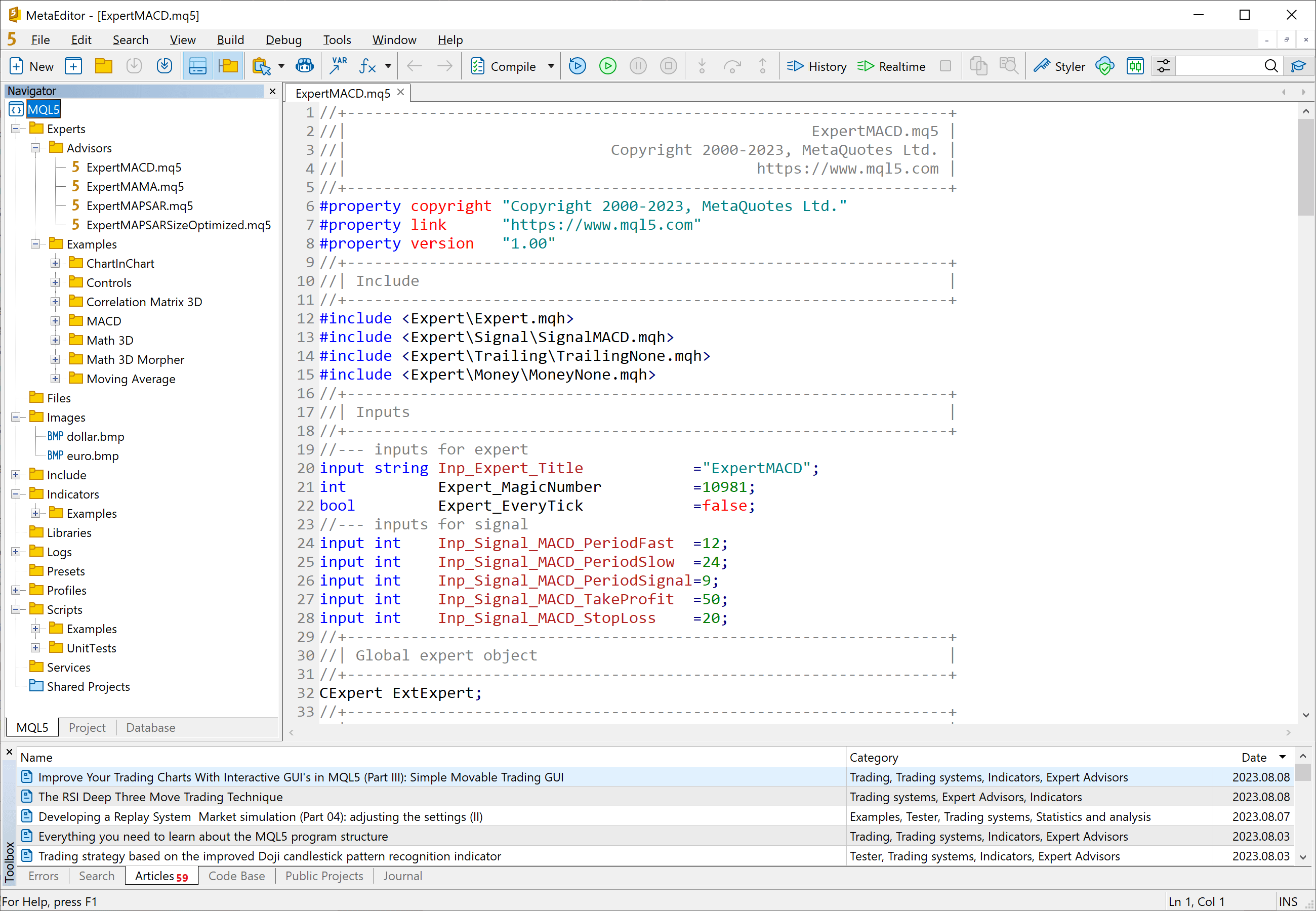 Write it in MetaEditor